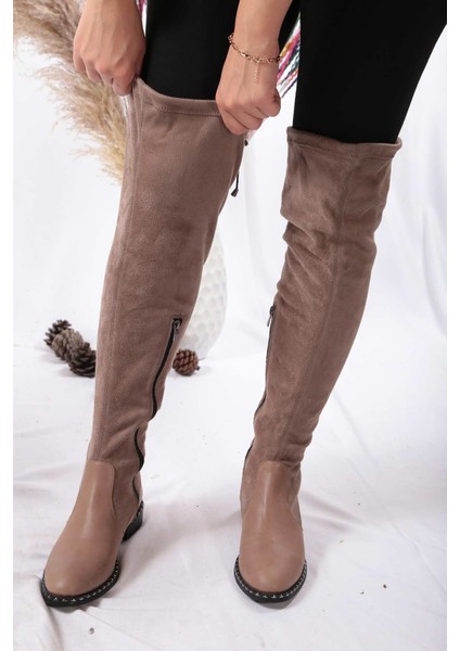 Deri Vizon Kadın Streçli Çizme 202110312 modelleri