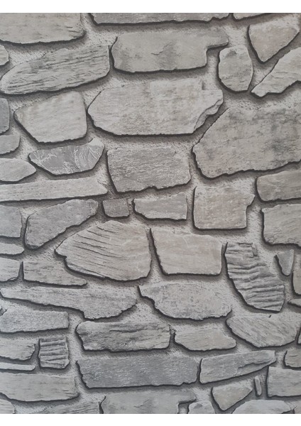 Ekonomik Gri Simli Taş Desen Duvar Kağıdı