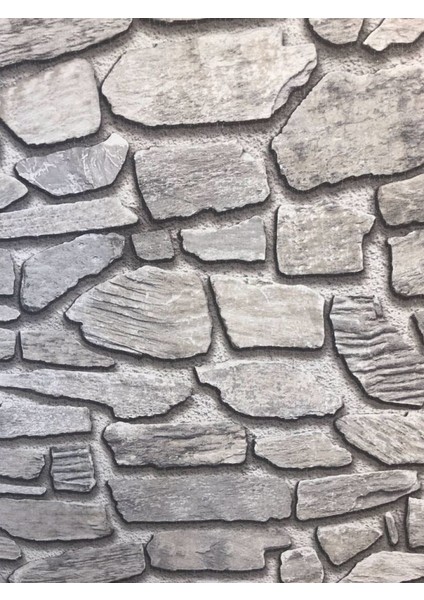 Ekonomik Gri Simli Taş Desen Duvar Kağıdı