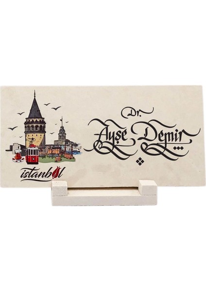 Isimlik Galata ve Kız Kulesi Desenli Ayaklı Doğaltaş HY-123