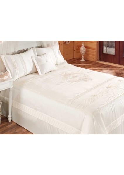 Elg. WeddingÇift Kişilik Yatak Örtüsü Gül-Ekru