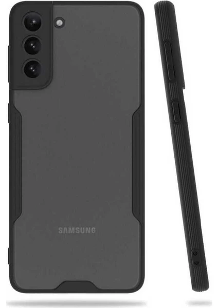 Case 4U Samsung Galaxy S21 Plus Uyumlu Kılıf Kamera Korumalı Ultra Ince Buzlu Mat Renkli Parfe Silikon Kapak Siyah