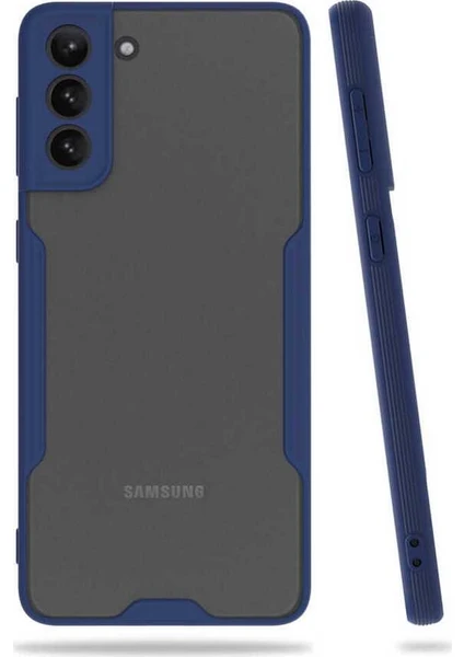 Case 4U Samsung Galaxy S21 Plus Uyumlu Kılıf Kamera Korumalı Ultra Ince Buzlu Mat Renkli Parfe Silikon Kapak Lacivert