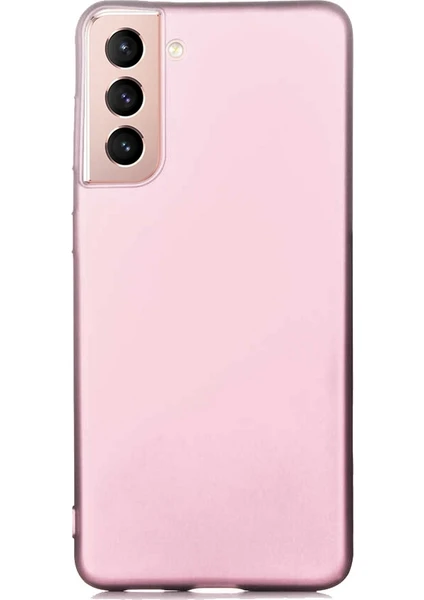 Case 4U Samsung Galaxy S21 Uyumlu Kılıf Klasik Mat Renkli Yumuşak Premier Silikon Rose Gold