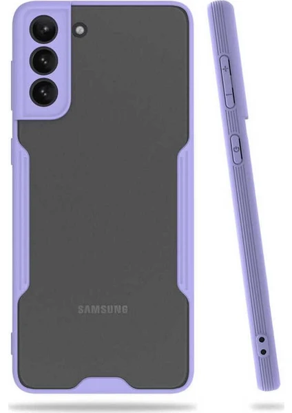 Case 4U Samsung Galaxy S21 Uyumlu Kılıf Kamera Korumalı Ultra Ince Buzlu Mat Renkli Parfe Silikon Kapak Mor