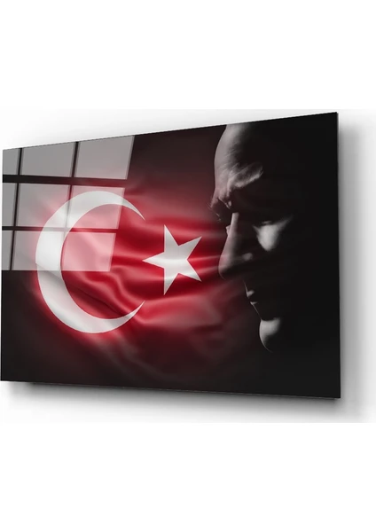 Ataturk Silüet 2 Cam Tablo