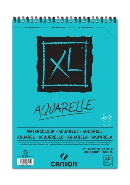 Xl Sulu Boya Spiralli Bloklar Spp Canxl Aquarelle 30 Sayfa A4 300 gr