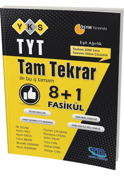 Tandem Yayınları TYT Eşit Ağırlık Tam Tekrar 8+1 Fasikül