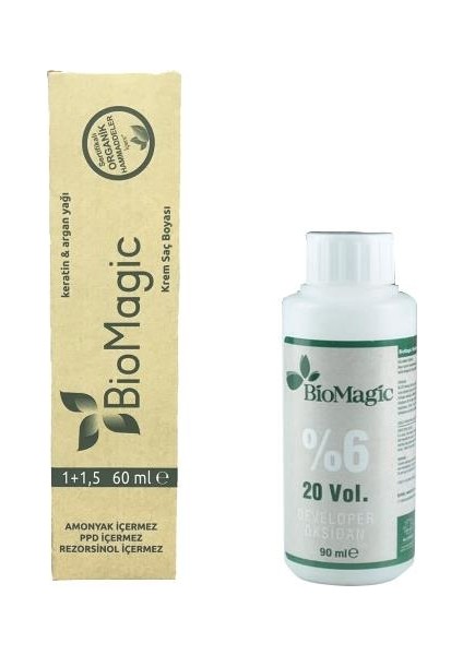 Biomagic Organik Keratin ve Argan Saç Boyası 60 ml + Oksidan