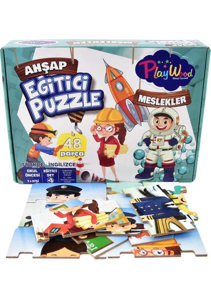 Ahşap Puzzle Eğitici Geliştirici Oyuncak Ahşap Puzzle Meslekler Ahşap Yapboz Meslekler