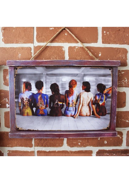 Rustik Ahşap Çerçeveli Vintage Metal Pano Girls 20X30