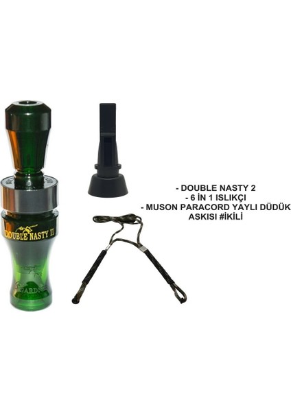 Nasty 2 Yaylı Askılı Düdük Seti 2#camo Green