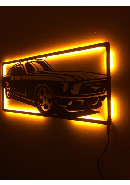 Mustang Araba Işıklı Tablo