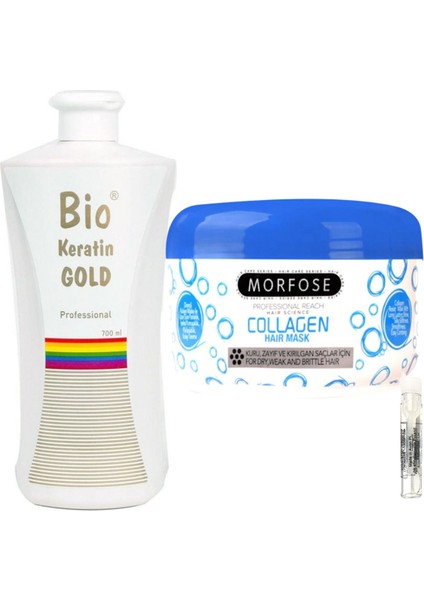Gold Brezilya Fönü Kalıcı Saç Düzleştirici Keratin + Morfose Collagen Saç Maskesi 500ml