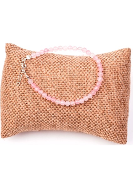 Pembe Kuvars Taşı Gümüş Bileklik - 4 mm fiyatları