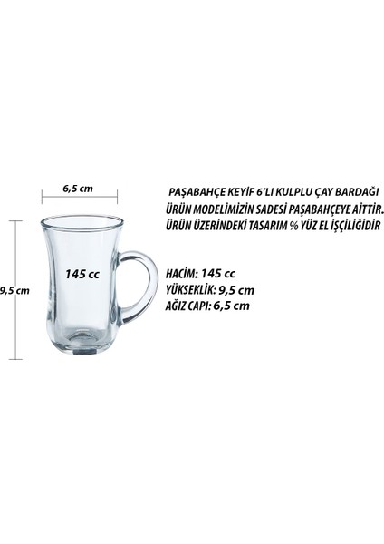 Başak Keyif Doğa Dekor 12 Adet Kulplu Çay Bardağı