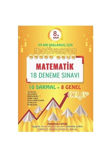 Omage Yayınları  8. Sınıf  Gold Motivasyon Matematik 18 Deneme Sınavı (10 Sarmal + 8 Genel)