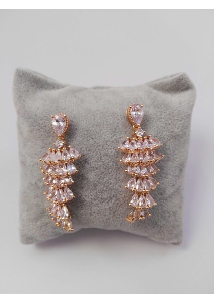 Zirkon Taşlı Pirinç Küpe - Gold fiyatları