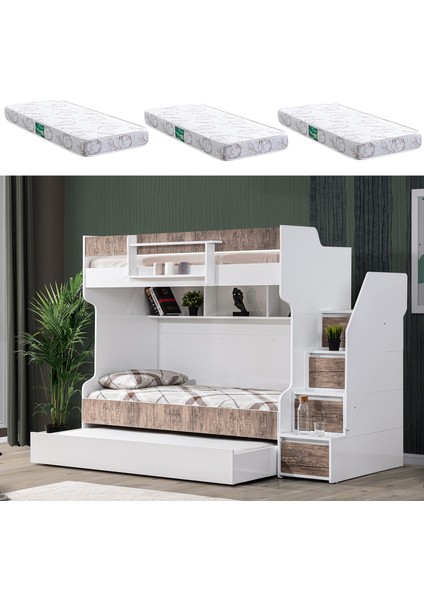 Ranza, Cesur 3lü Yavrulu Ranza, Ceviz + 3 Adet Comfort Yatak