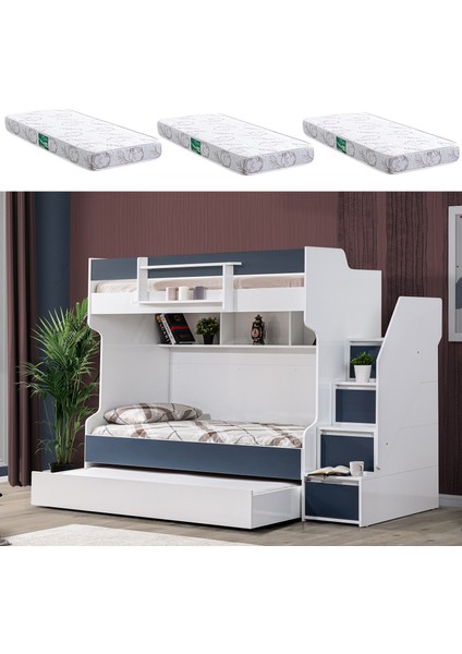 Ranza, Cesur 3lü Yavrulu Ranza, Mavi + 3 Adet Comfort Yatak