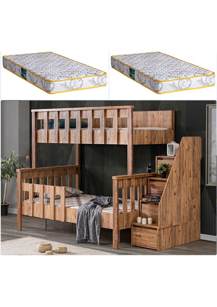 Ranza, MDF Profil Deluxe Ayrılabilir Ranza + 2 Adet Comfort Yatak