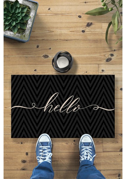 Hello Zigzag Dekoratif Kapı Önü Paspası