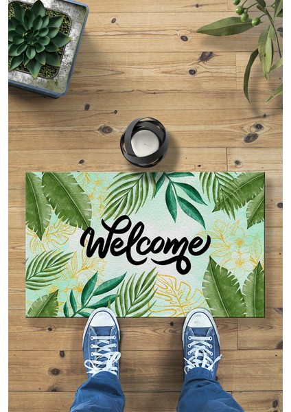 Welcome Palmiye Dekoratif Kapı Önü Paspası