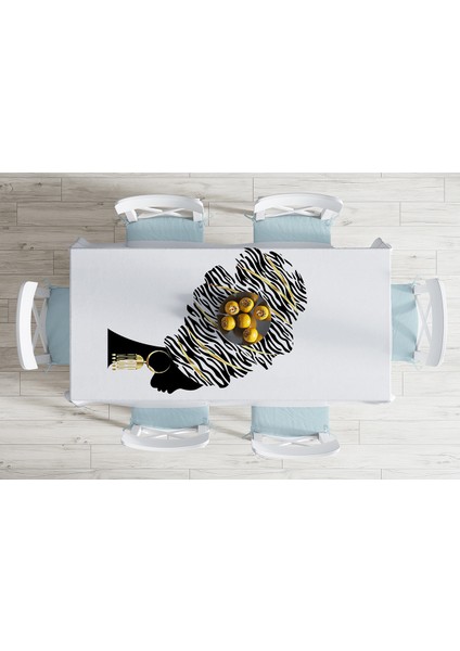 Siyah Beyaz Zenci Kadın Motifli Modern Dijital Baskılı Masa Örtüsü - 120X140CM fiyatları