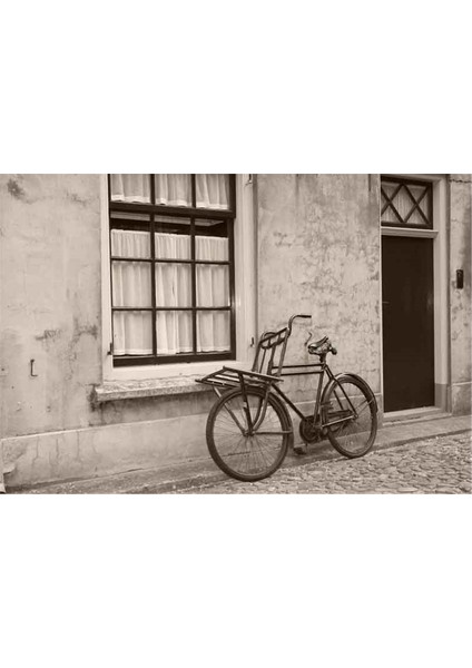 Duvara Dayalı Bisiklet Kanvas Tablo