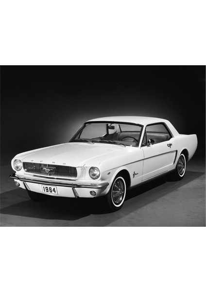 Beyaz Ford Mustang 1964 Kanvas Tablo