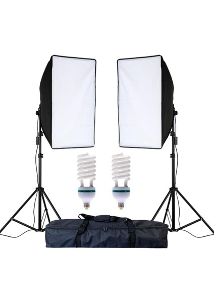 Video + Fotoğraf Softbox Seti Lambalı Set 2'li