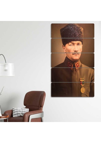 Mustafa Kemal Atatürk 5 Parçalı Dekoratif Tablo