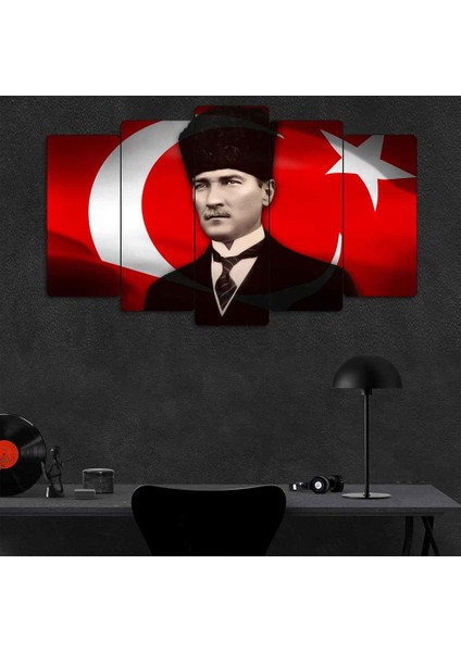 Mustafa Kemal Atatürk 5 Parçalı Dekoratif Tablo