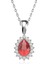 Damla Fuşya Taşlı Anturaj Beyaz Gümüş Kolye 1