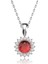Yuvarlak Fuşya Taşlı Anturaj Beyaz Gümüş Kolye 1