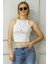 Mad Girls Beyaz Crop Top MG361 1