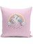 Real Homes Pembe Zeminde Unicorn At ve Kalpler Tasarımlı Çocuk Odası Yastık Kırlent Kılıfı 1