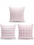 Real Homes Özel Tasarım Pembe Ikat Desen Motifli Dijital Baskılı 3'lü Modern Kırlent Kılıf Seti 1