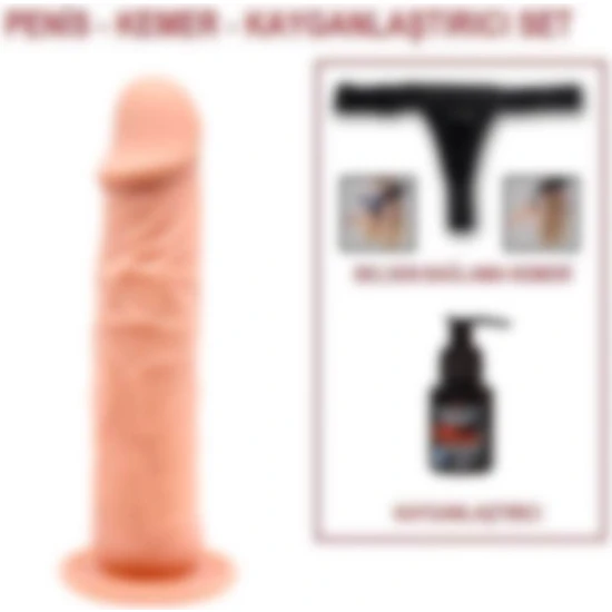 Lilitu Shop 20 cm Belden Bağlamalı Realistik Vantuzlu Dildo Penis Set