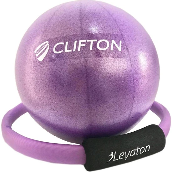 Leyaton Pilates Çemberi Mor + Clifton 25 cm Pilates Topu Mor