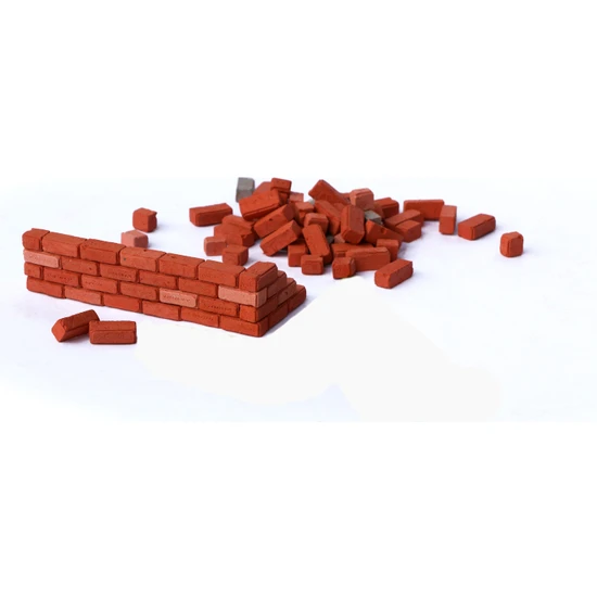 Eshel Minyatür Çizgili Cephe Tuğlası Kırmızı 1/20 Ölçek  600 Adet + Harç