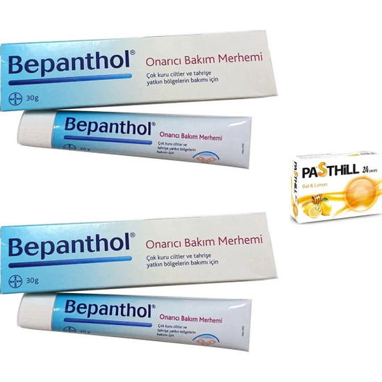 Bepanthol Onarıcı Bakım Merhemi 30 gr x 2 Adet + Pasthill 1 Adet Bal & Limon 24 Drops