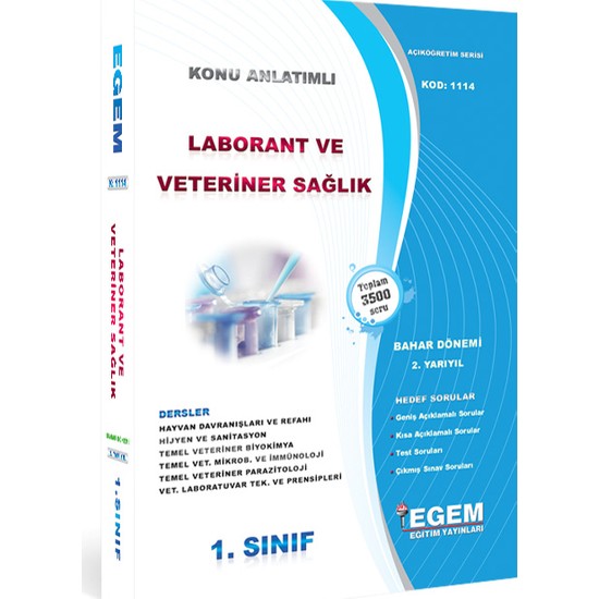 Egem Eğitim Yayınları 1. Sınıf Laborant Konu Anlatımlı Soru Kitabı