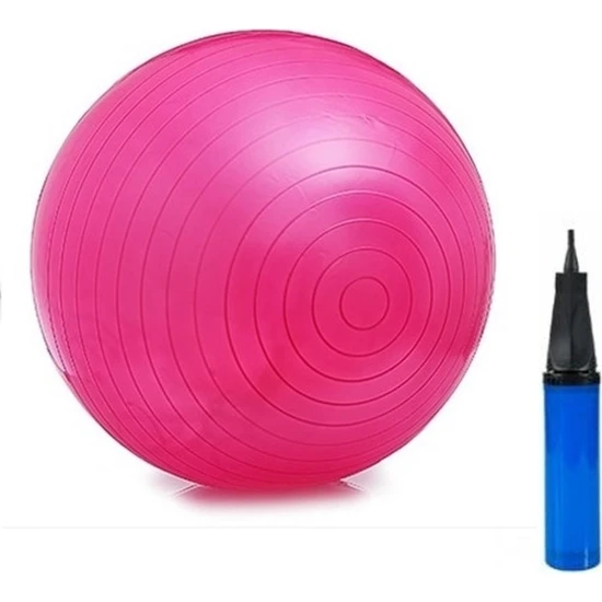 Biotech Pembe Pilates Topu - Pompa Hediyeli 65 cm Yoga Topu Spor Salonu Denge Topu Dayanıklı Fitness Top