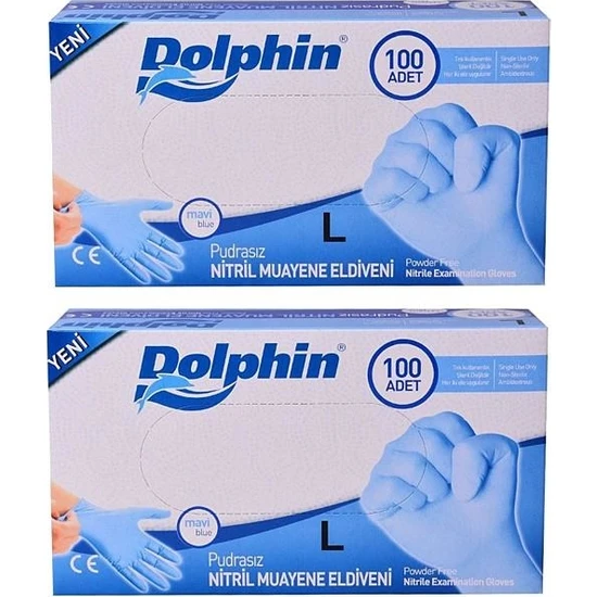 Dolphin Mavi Pudrasız Eldiven (Large) 100'lü 2 Paket