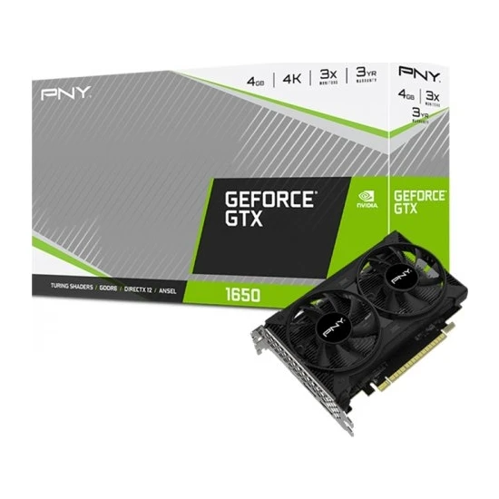 PNY GeForce GTX1650 Dual Fan 4GB GDDR6 128Bit DX12 Ekran Kartı VCG16504D6DFPPB