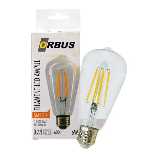 Orbus Filament LED Ampul E27 Sarı 6 W