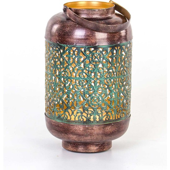 Evistro Dekoratif Metal Mumluk Fener 15CM x 27CM YeşilKahve Fiyatı