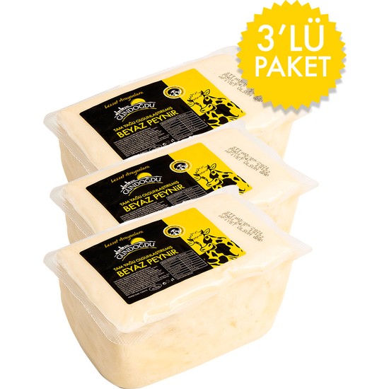 Gündoğdu Ezine Inek Peyniri 3 Lü Paket Yaklaşık 1,980 kg 1 Yıl Olgunlaştırılmış