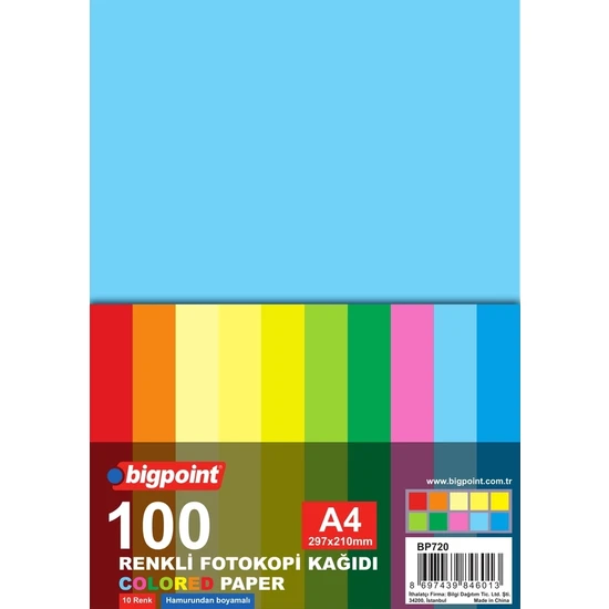 Bigpoint Bp720 Renklı Fotokopı Kagıdı 10 Renk 100'Lu